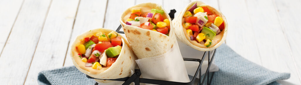 Wrap with chicken and corn salsa