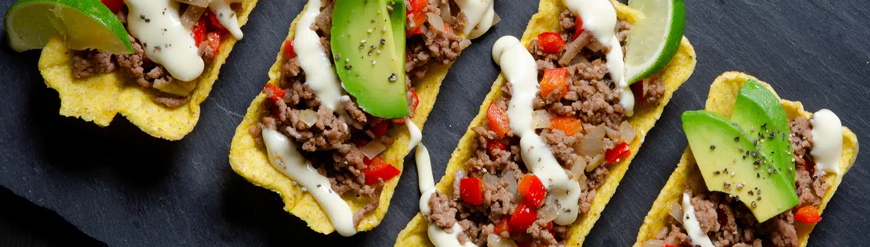 Mini taco’s met gehakt en extra gerijpte kaas