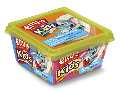 Kids broodtrommel met bagel, fruit en ERU Kids Snack